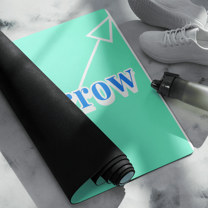 Light blue and turquoise gradient premium yoga mat with Strong Today Stronger Tomorrow text