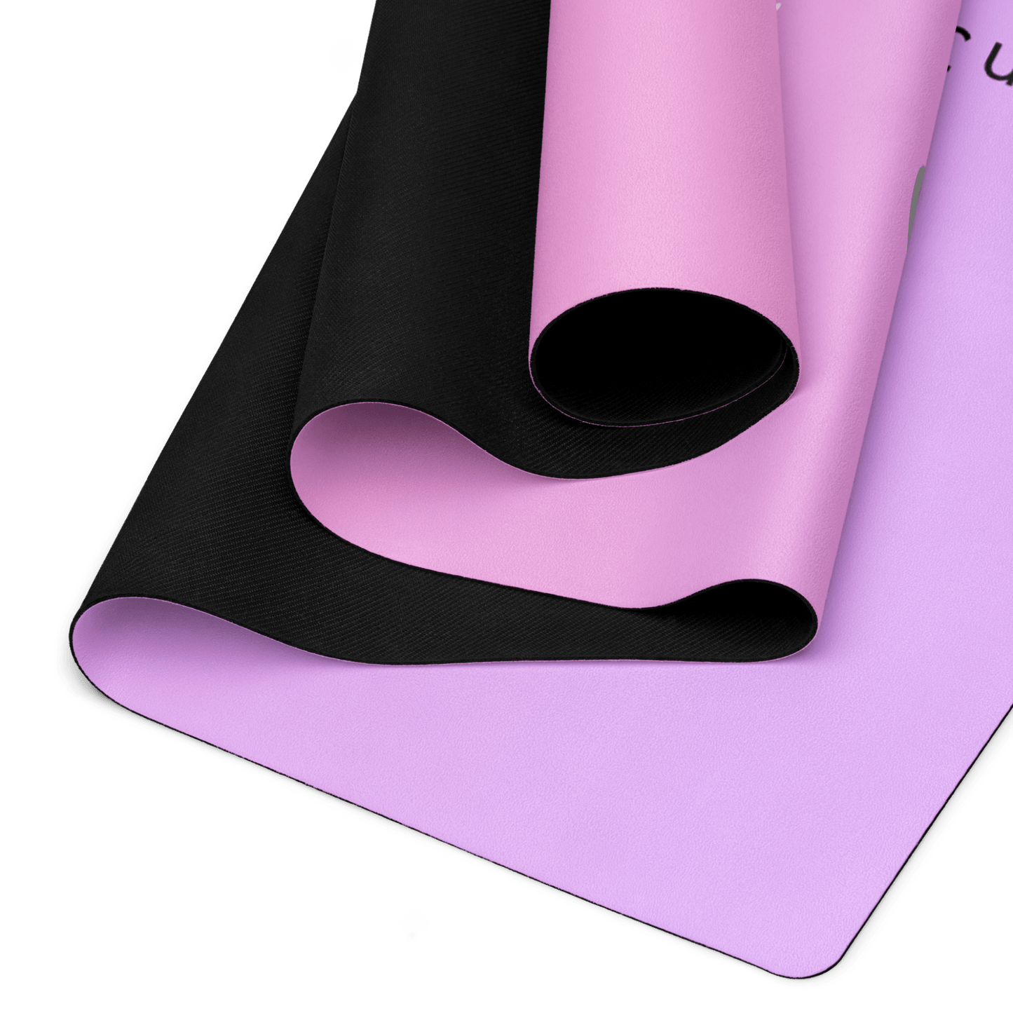 Pink and Purple gradient premium yoga mat with Breathe & Believe text