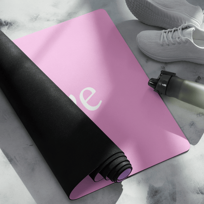 Pink and Purple gradient premium yoga mat with Breathe & Believe text