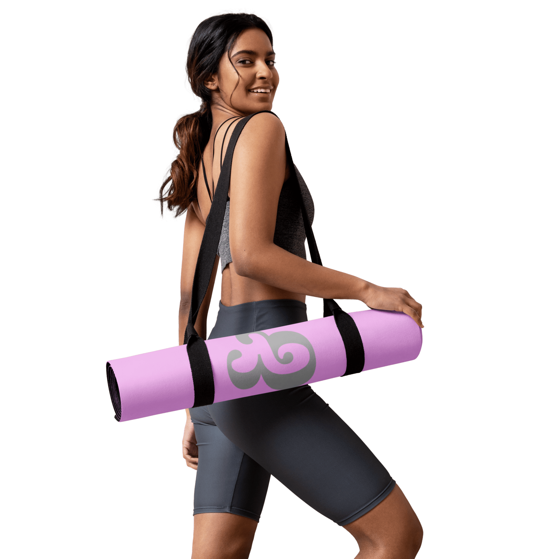 Pink and Purple gradient premium yoga mat with Breathe & Believe text