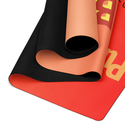 Red and orange gradient premium yoga mat with Push Through the Burn text