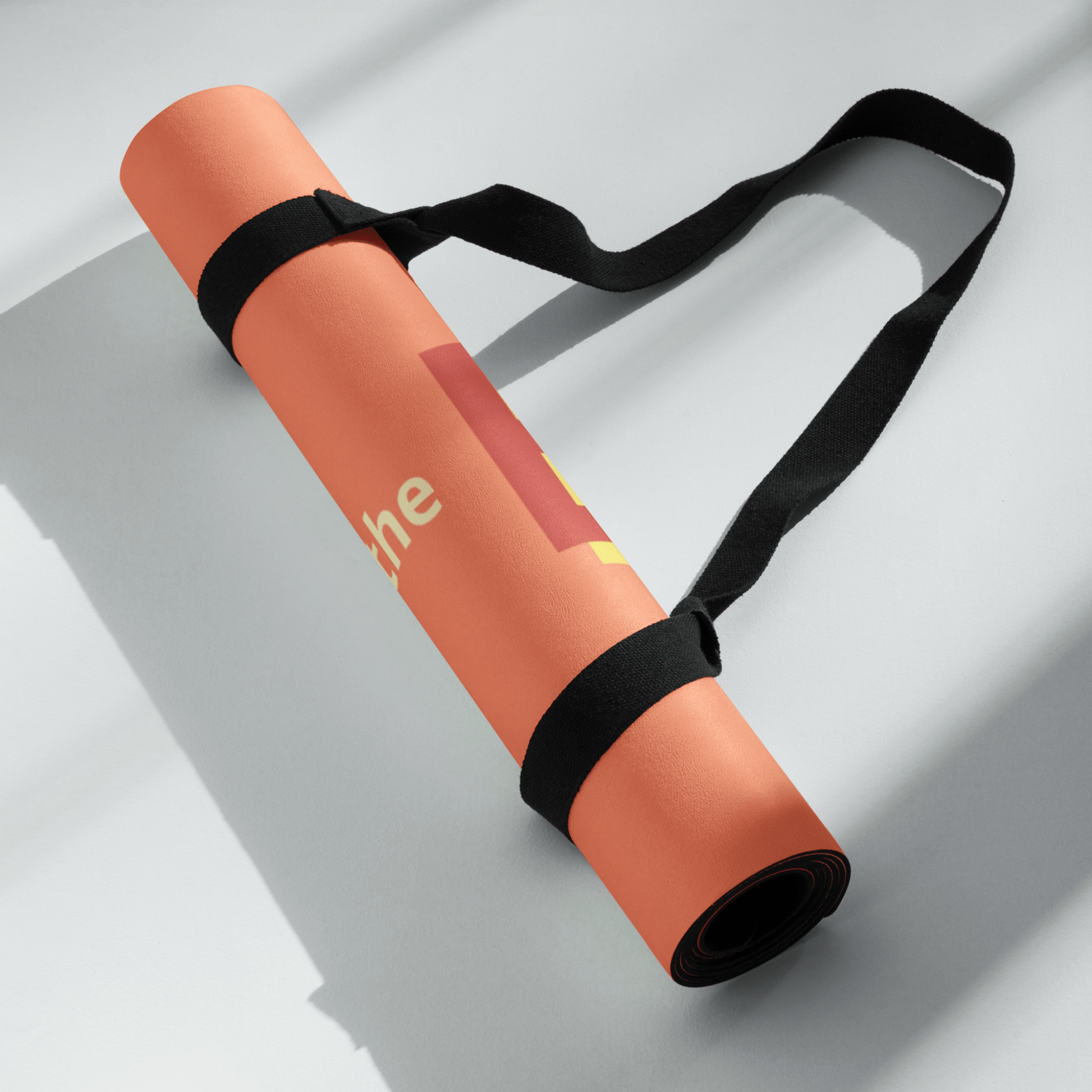 Red and orange gradient premium yoga mat with Push Through the Burn text